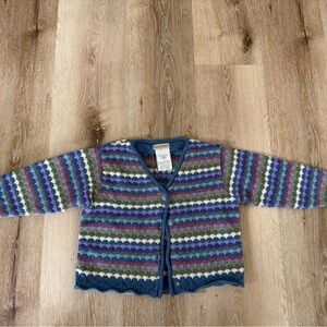Laura Ashley mother & child Striped girls wool blend vintage cardigan